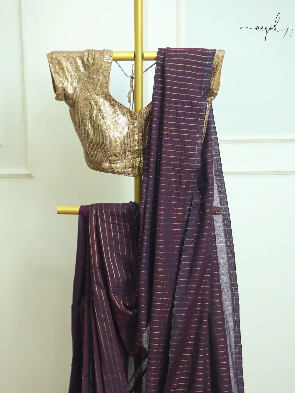 Wine Cotton Saree