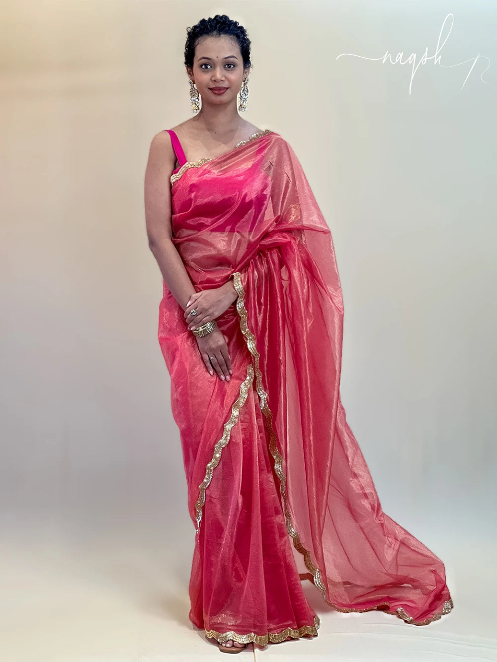 Soft Light Peach Organza Saree