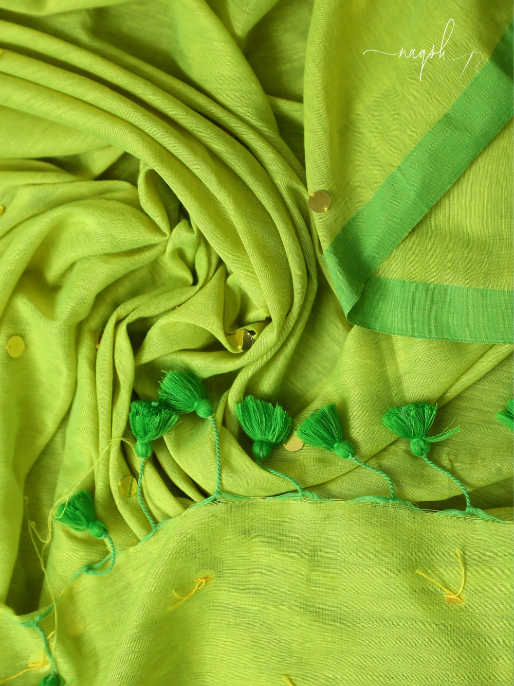 Neon Green Mul Cotton Saree