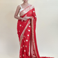 Red with Gold Border Georgette Saree