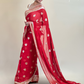 Red with Gold Border Georgette Saree