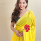 Yellow Gold Border Georgette Saree