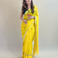 Yellow Gold Border Georgette Saree