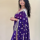 Purple Gold Border Gorgette Saree