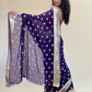 Purple Gold Border Gorgette Saree