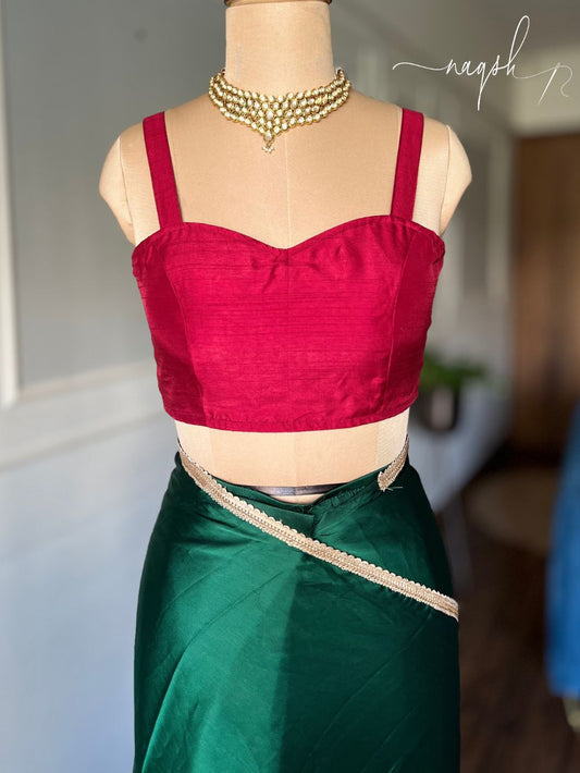 Pure Silk Red Sleeveless Blouse