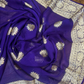 Purple Gold Border Georgette Saree