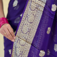 Purple Gold Border Georgette Saree