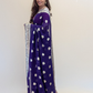 Purple Gold Border Georgette Saree