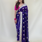 Purple Gold Border Georgette Saree