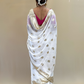 White Gold Border Georgette Saree