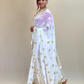 White Gold Border Georgette Saree