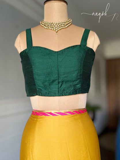 Pure Silk Green Sleeveless Blouse