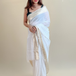 White Gold Border Georgette Saree