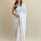 White Gold Border Georgette Saree