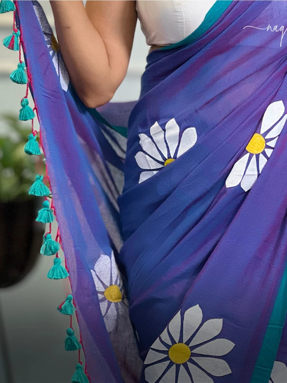 Purple Mul Cotton Saree