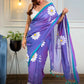 Purple Mul Cotton Saree