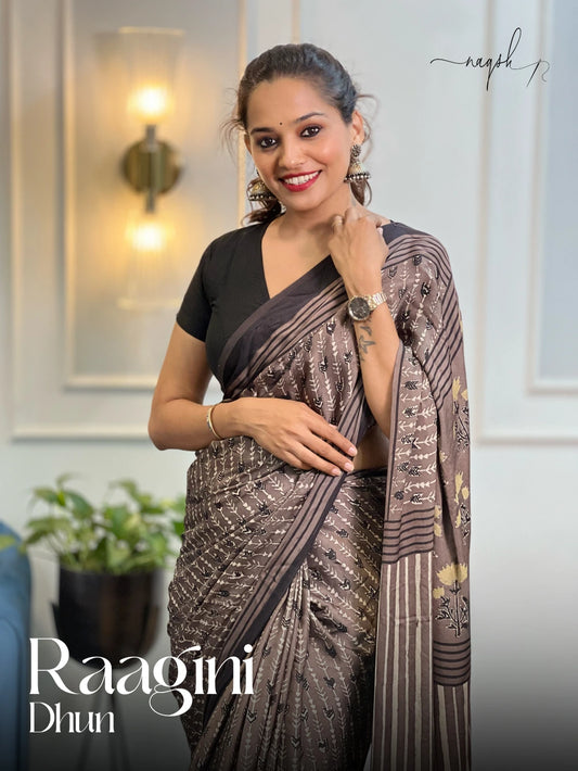 Raagini Dhun Ajrakh Modal Saree