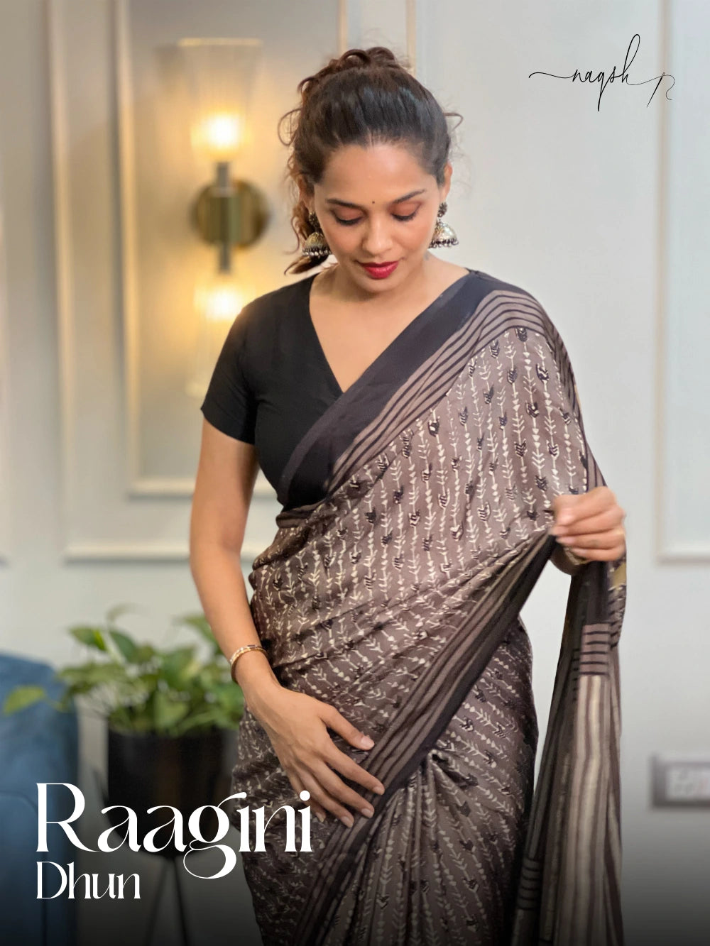 Raagini Dhun Ajrakh Modal Saree