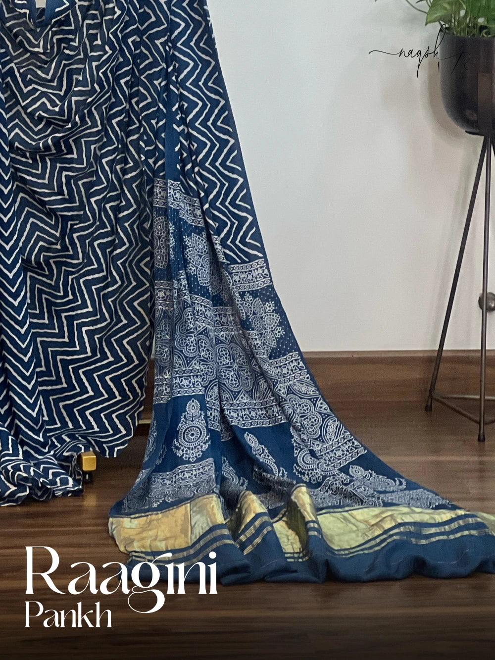 Raagini Pankh Ajrakh Modal Saree