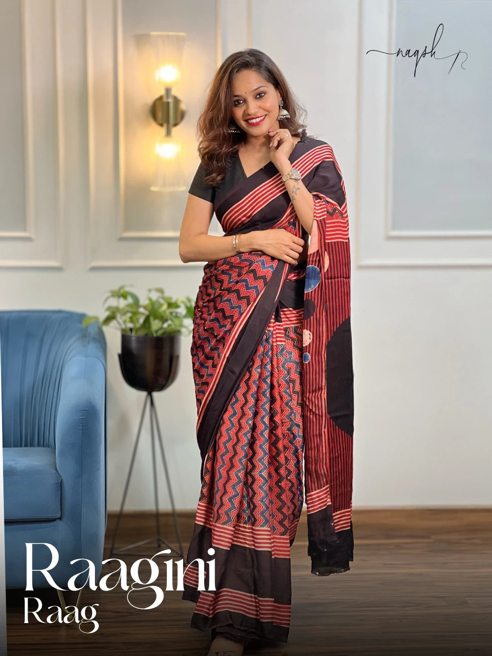 Raagini Raag Ajrakh Modal Saree