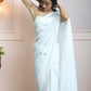 Pure White Mul Cotton Saree