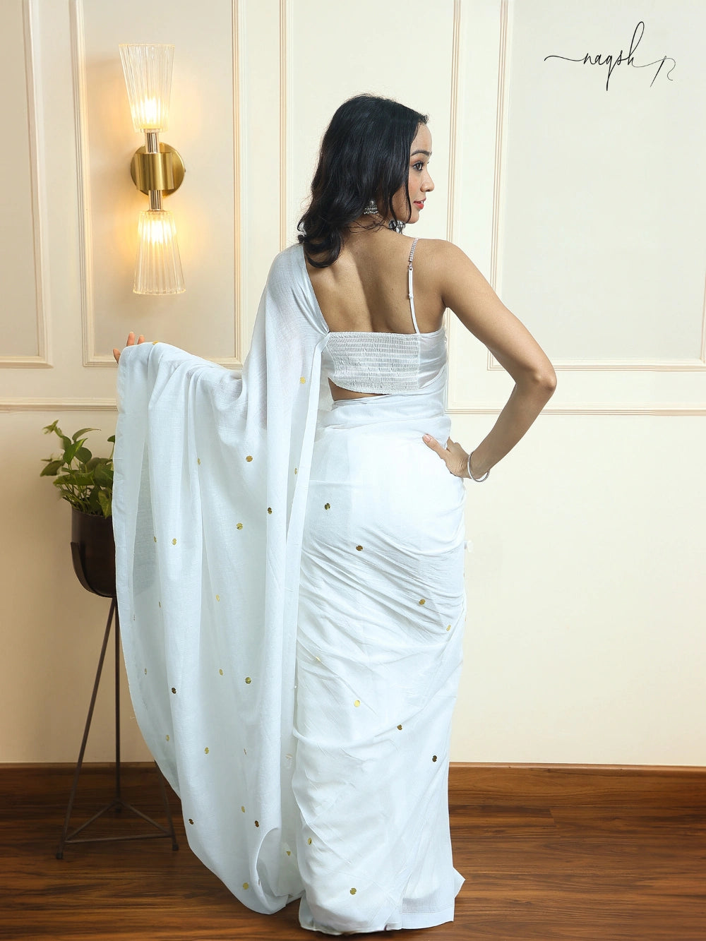 Pure White Mul Cotton Saree