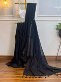 Black Mul Cotton Saree