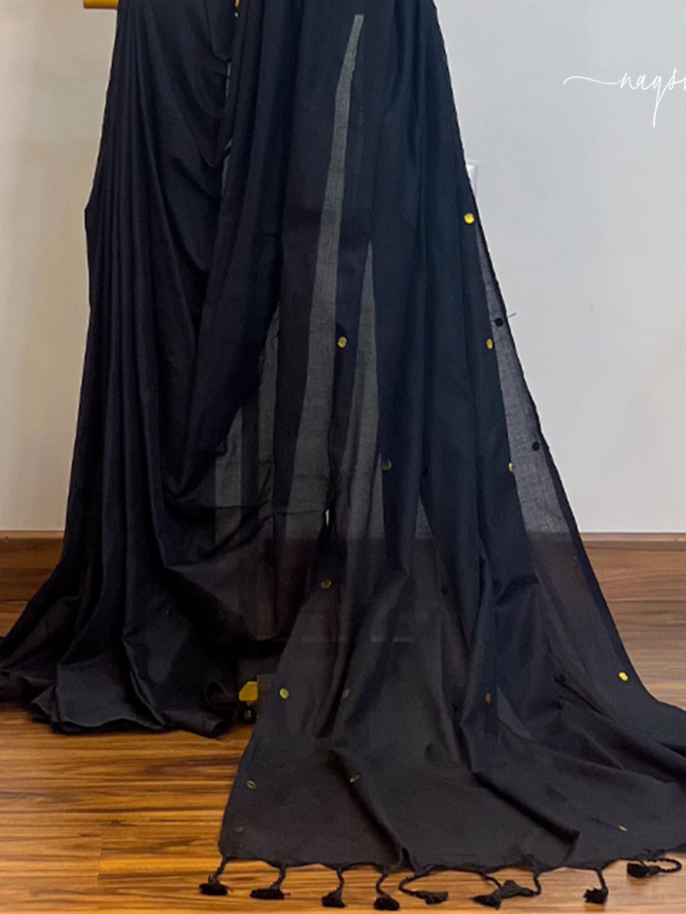 Black Mul Cotton Saree