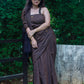 Dark Brown Mul Cotton Saree