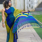 Blue Green Cotton Saree