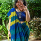 Blue Green Cotton Saree