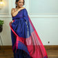 Blue Pink Cotton Saree