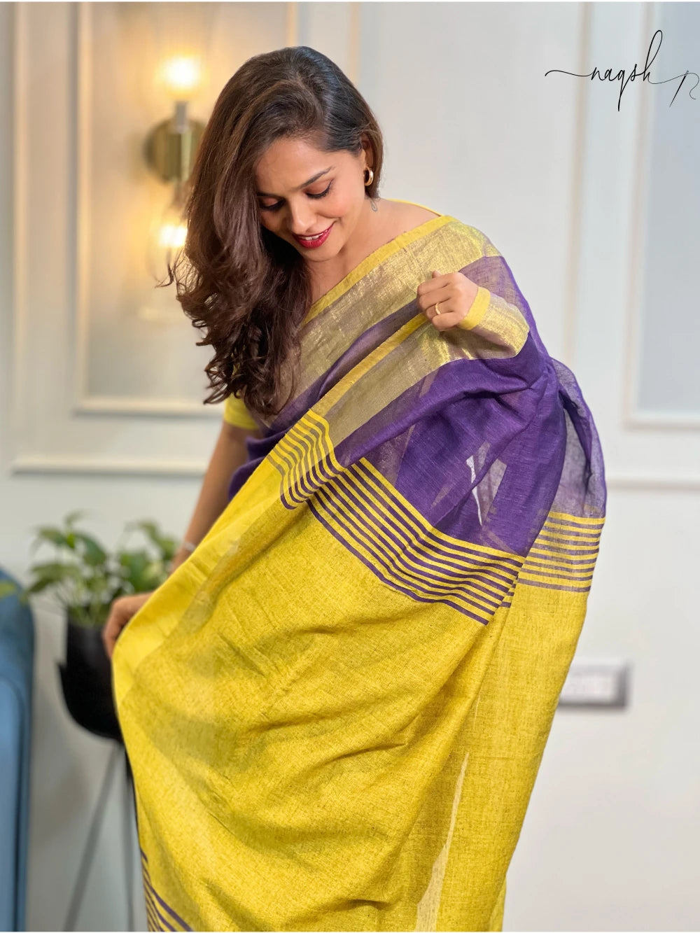 Pure Linen Purple Saree