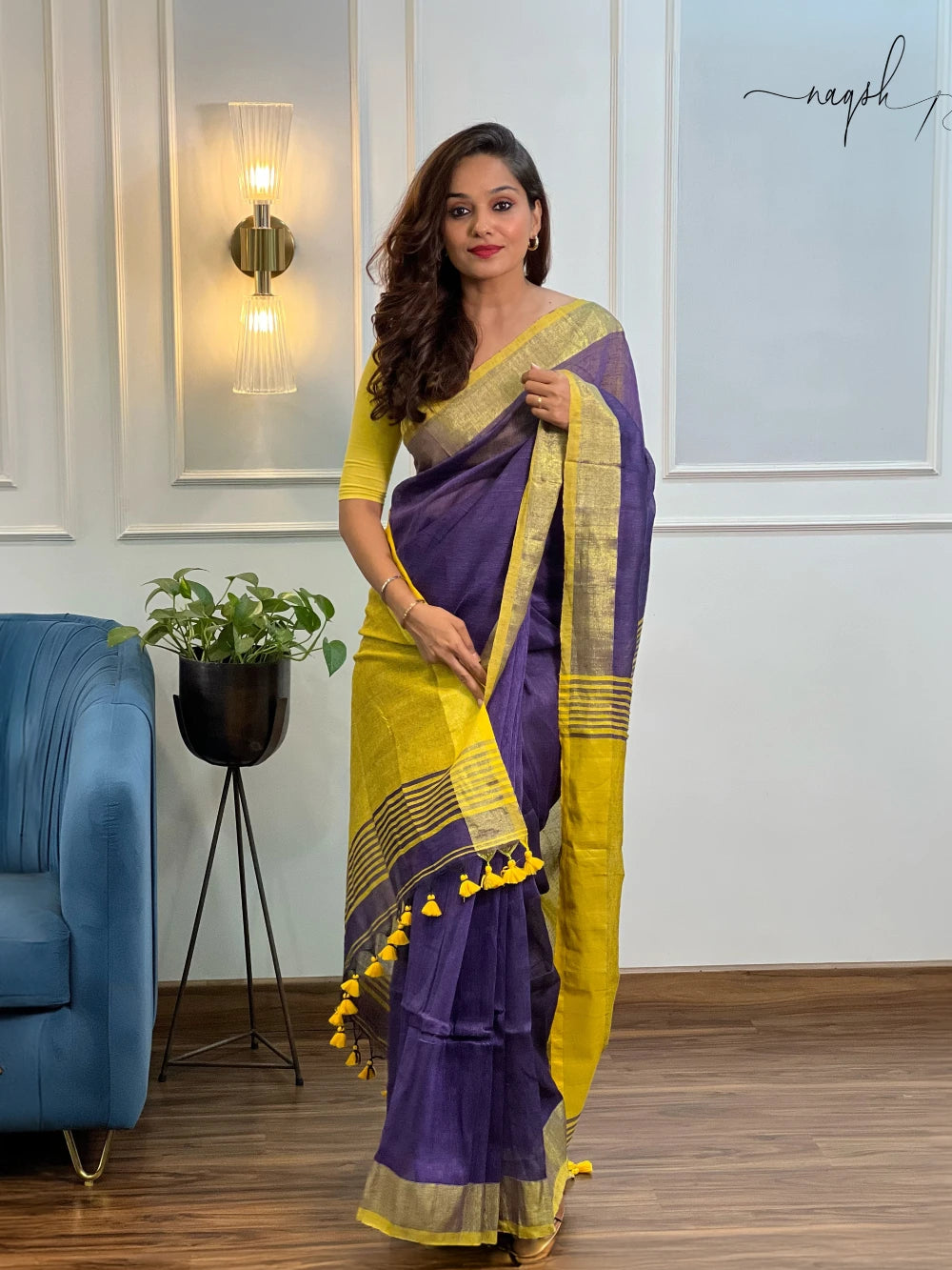 Pure Linen Purple Saree