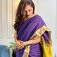 Pure Linen Purple Saree