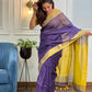 Pure Linen Purple Saree