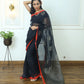 Linen Black Tissue Pallu Saree