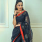 Linen Black Tissue Pallu Saree