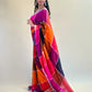 Linen multicolour checks Saree