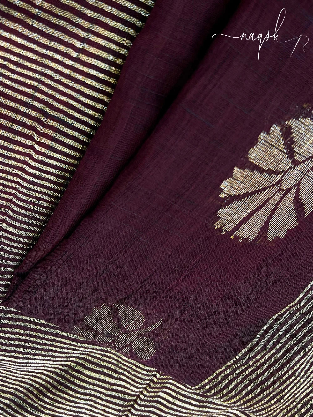 Pure linen brown saree