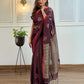 Pure linen brown saree