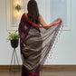 Pure linen brown saree