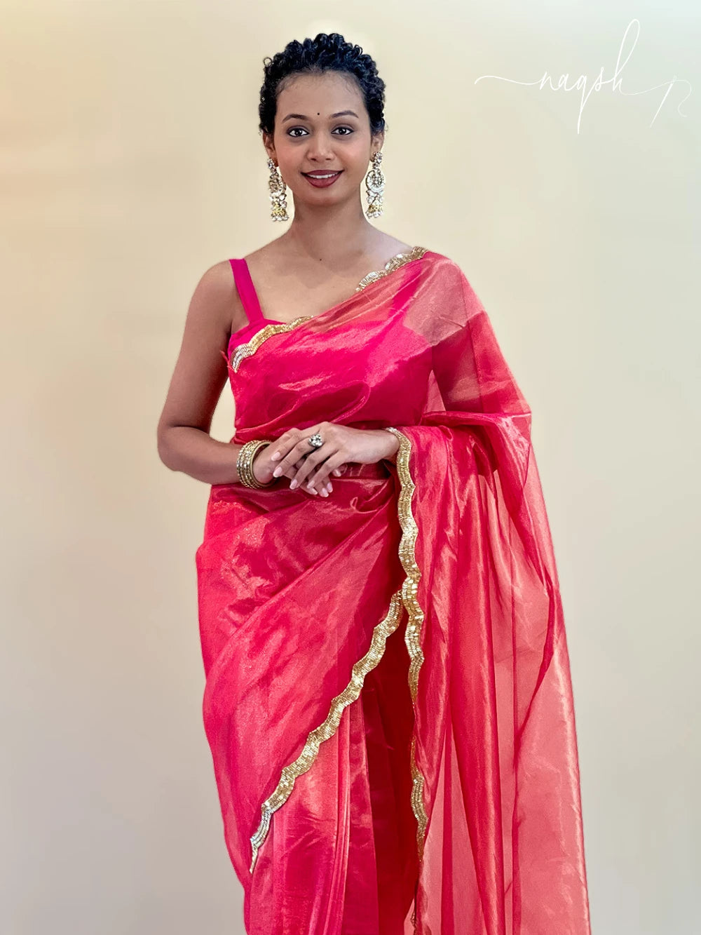 Soft Light Peach Organza Saree