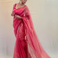 Soft Light Peach Organza Saree