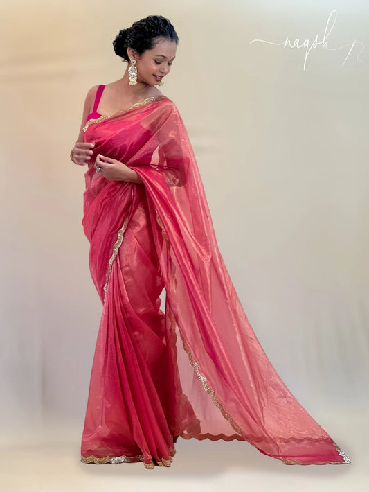 Soft Light Peach Organza Saree