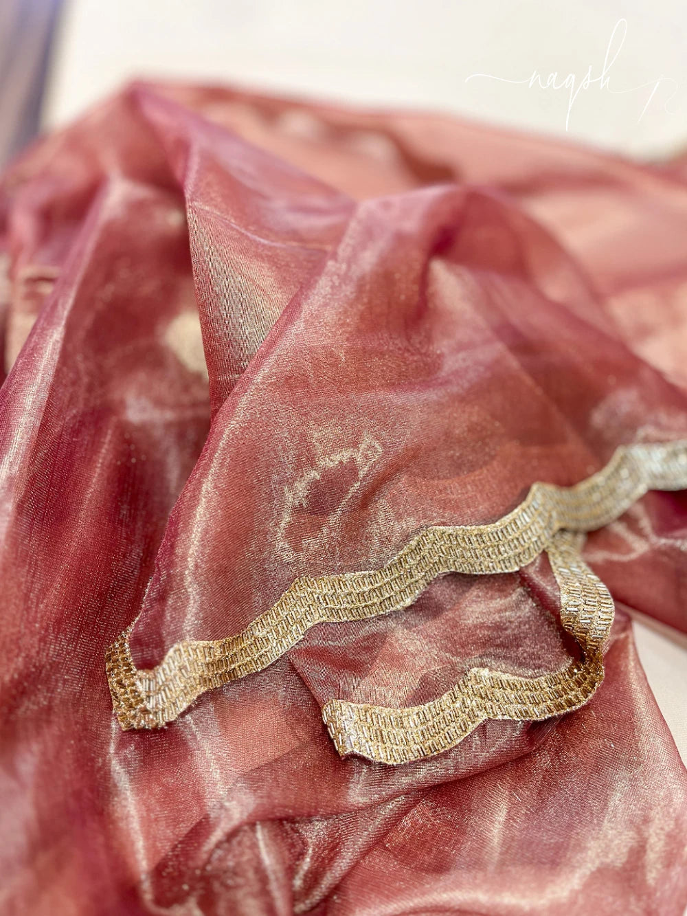 Soft Dark Peach Organza Saree