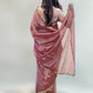 Soft Dark Peach Organza Saree