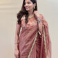 Soft Dark Peach Organza Saree