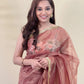 Soft Dark Peach Organza Saree